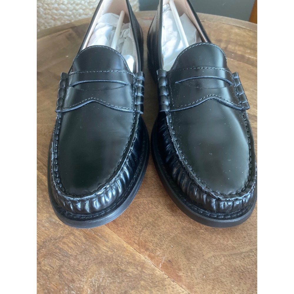 J. Crew Black Winona penny loafers in Italian spazzolato leather 8.5 - Picture 7 of 9